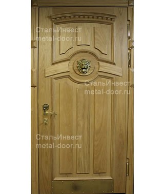 Парадная входная дверь с отделкой массивом дуба в цвете ДНТ-1