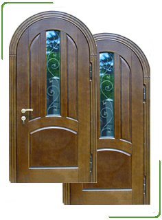 Арочная входная дверь с лозой  в стеклопакете-16