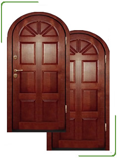 Арочная металлическая дверь красное дерево-17